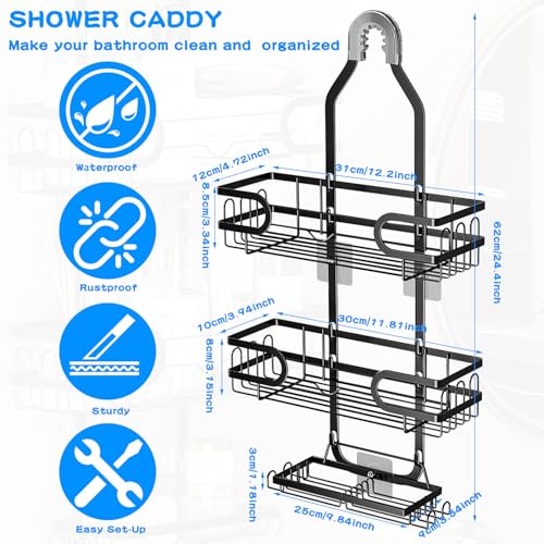 Shower Caddy Hanging, Shower Caddy Hanging Bathroom Shower Organizer, Long Bathroom Shower Organizer Hanger Rack with Hooks,Soap Holder - size: Bathroom Organizer 1