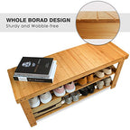SMIBUY Bamboo Shoe Rack Bench, 3-Tier Shoe Organizer Storage Shelf for Entryway Hallway Bathroom Living Room (Natural) - color: Natural