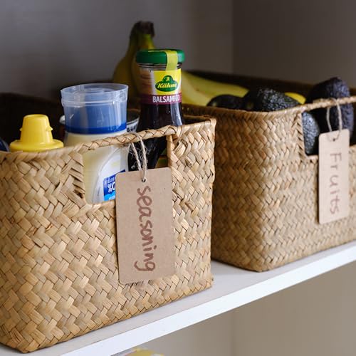 YANGQIHOME Wicker Baskets, [Set of 3] Woven Baskets for Storage, Seagrass Storage Baskets for Organizing with Built-in Handles, Open Storage Bins, Multisize, Natural - color: Natural (Set of 3)