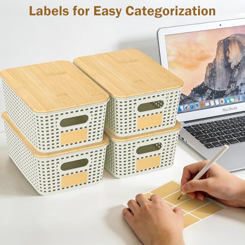 Stackable Storage Basket: Plastic Baskets Bins, Baskets for Organizing, Pantry Decorative Containers for Closets, Cabinets, Shelves(8 Pack, White) - color: White