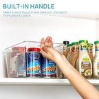 Vtopmart Clear Plastic Storage Bins, 6 PCS Pantry Organizer Bins with Handle for Refrigerator, Fridge, Cabinet, Kitchen, Countertops, Cupboard, Freezer Organization and Storage, Large - size: L(11.2”L x 7.5”W x 6”H)