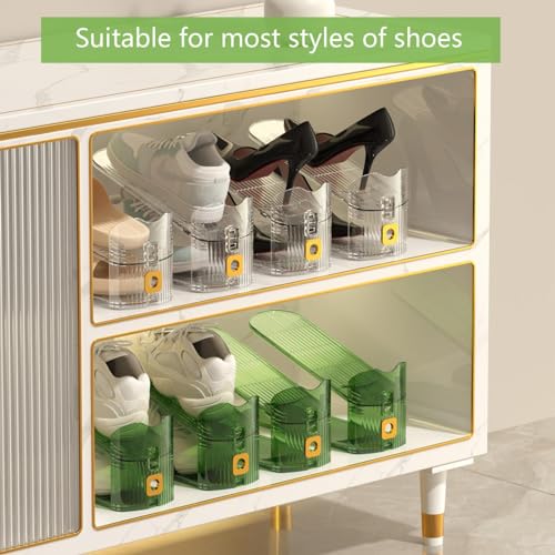 12 Pack Shoe Slot Organizers Clear Shoe Stacker Organizer for Closet Shoe Holder Space Saver Rack Storage for Closet (Clear, 12Pack) - size: 12PACK