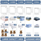 BoxLegend Vacuum Storage Bags with Large Hand Pump 24 Combo (1X-Jumbo, 4 Jumbo, 7 Large, 6 Medium, 6 Small) Thickened Vacuum Seal Bags for Clothing Blanket Pillow Comforters Bedding Quilt Coat - size: 24 Combo
