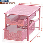 Simple Houseware Stackable 2 Tier Sliding Basket Organizer Drawer, Pink - color: Pink, size: 2-Tier