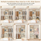 Aheaplus Closet System, 4-9Ft Closet Organizer with 4 Wooden Drawers, Wood Closet Organizer System with Tower, Walk-in Closet Organizer Wardrobe Garment Clothes Rack with 4 Hanging Rods, 2White Oak - color: White Oak