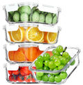 VERONES 5 Pack 36 OZ Glass Meal Prep Containers, Airtight Glass Lunch Containers Set, Food Storage Containers with Lids,Exclusive of BPA, for Microwave, Oven, Freezer & Dishwasher Friendly,White - color: White