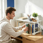 Expandable Cabinet Shelf Orgnizers, Stackable Kitchen Counter Shelves, Adjustable Height Pantry Cupboard Shelf, for Bathroom, Wardrobe, Under Sink Countertop (2)