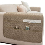 Waterproof No-slip Sofa Couch Remote Control Holder Chair Armrest Caddy Pocket Organizer Storage Bag for Cellphone Tablet Notepad Book Magazines DVD Eyewears Drinker Snacks Holder Pouch (Khaki) - color: Khaki