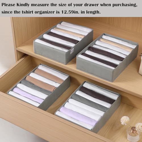 4 Packs T-shirt Drawer Organizers for Clothing,8 Grids Compartment Wardrobe Storage Box, Washable Clothes Organizer for Folded Clothes, Legging, Silk Scarve - color: Grey, size: 8 GRIDS-SMALL SIZE