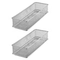 YBM HOME Silver Mesh Drawer Cabinet and or Shelf Organizer Bins, School Supply Holder Office Desktop Organizer Basket (2, 3x9x2 Inch) - size: 3x9x2 Inch