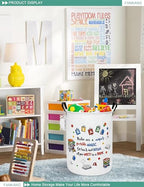 FANKANG Storage Basket, Nursery Hamper Canvas Laundry Basket Foldable with Waterproof PE Coating Large Storage Baskets for Kids Boys and Girls, Office, Bedroom, Clothes,Toys(Reading) - color: Reading