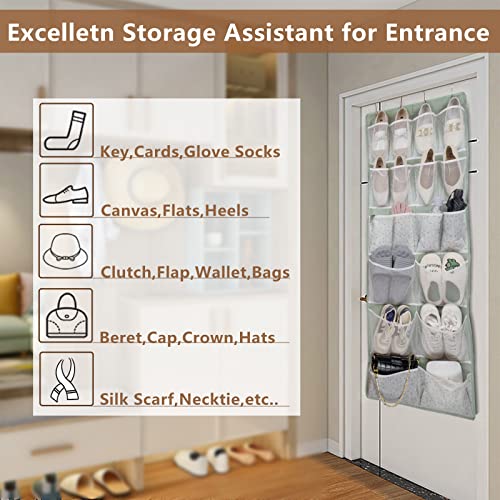 18 Pockets Over the Door Organizer with 4 Kind Pockets,Behind Door Shoes Rack,Back of Closet Storage Organization for Socks,Hat,Underwear,Luggage Packing,Hanging Holder Shelf in Home Dorm,Travel,Green - style: Large-Green: Pack of 1