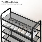 STO STO 10-Tier Shoe Rack with Sturdy Mesh Shelves, Tall Metal Shoe Organizer for Entryway, Closet, Garage, Front Door, Holds 30 Pairs, Free Standing Large Shoe Storage Shelf, Adjustable Feet, Black - size: 10-Tier Standard