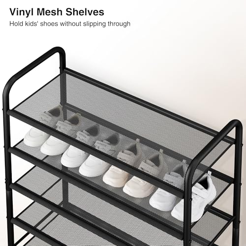 STO STO 10-Tier Shoe Rack with Sturdy Mesh Shelves, Tall Metal Shoe Organizer for Entryway, Closet, Garage, Front Door, Holds 30 Pairs, Free Standing Large Shoe Storage Shelf, Adjustable Feet, Black - size: 10-Tier Standard