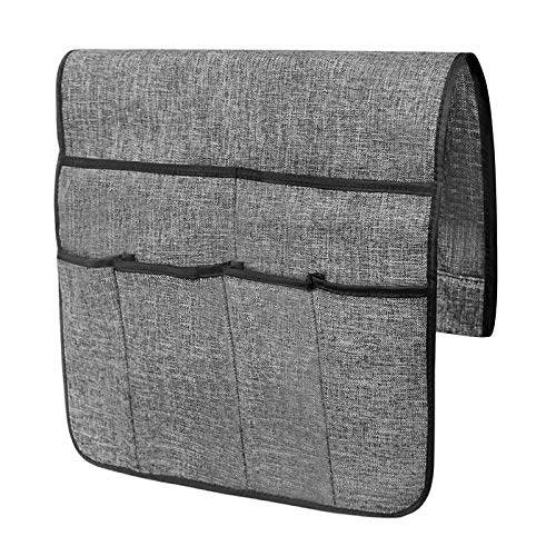 Sofa Armrest Storage Bag, Armchair Side Caddy Hanging Pouch Organizer, 14-Pocket Waterproof Durable Storage Bag, Suitable for Tablets, Phones, Books, Magazine, TV Remote Control (1#Gray) - color: 1#Gray