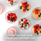 Ankou 400ml Meal Prep Container Set of 4 Pink Tritan Plastic Food Storage Containers with Lids, Airtight Leakproof Pop Top Lid Bowl for Breakfast Leftovers - color: 400ml*4 Pink