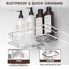 REINHARDT Shower Caddy Hanging, Rustproof Shower Caddy Anti-Swing Shower Organizer Over Showerhead No Drilling Shower Racks with Soap Holder Multi Hooks Bathroom Storage for Shampoo Sponge, Silver - color: Silver