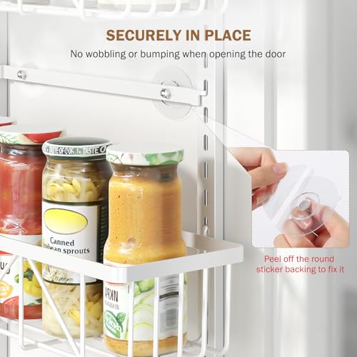 Delamu White Narrow 6-Tier Over the Door Pantry Organizer, Adjustable Metal Hanging Spice Rack, Cabinet Door Organizer for Kitchen, Bathroom, Laundry Room, 12.5 - color: White, size: 12.5"W 6-Tier