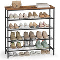 VASAGLE Shoe Rack, Shoe Storage Rack for Closet, Entryway, Living Room, Free Standing Metal Organizer Shelf, 5 Tiers, 11.8 x 29.5 x 34.3 Inches, for 18–24 Pairs, Rustic Brown and Ink Black ULBS050KD01 - size: 5 Tiers (29.5"W)