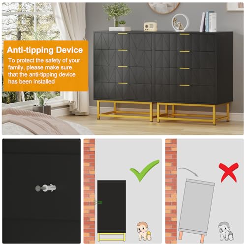 4 Drawer Fabric Dresser Organizer Chest - Small Storage Drawers for Bedroom, Closet and Living Room, Compact Clothing Storage Solution, Modern Narrow Nightstand End Table, Black - color: 4 Drawer-black