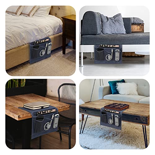 Surblue Bedside Caddy 4 Pockets Bedside Storage Organizer for TV Remote Control Phone Glasses Magazine (Navy) - color: Navy