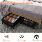 Under Bed Storage with Wheels, Rolling Underbed Storage Organizer, Heavy Duty Under Bed Storage for Clothes, Blankets and Bedding, Low Profile Underbed Container, Black