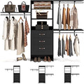 Armocity 96 Inches Closet System, 8FT Walk In Closet Organizer with 3 Shelving Towers, Heavy Duty Clothes Rack with 3 Drawers, Built-In Garment Rack, 96" L x 16" W x 75" H, Max Load 1000 LBS, Black - color: Black