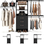 Armocity 96 Inches Closet System, 8FT Walk In Closet Organizer with 3 Shelving Towers, Heavy Duty Clothes Rack with 3 Drawers, Built-In Garment Rack, 96" L x 16" W x 75" H, Max Load 1000 LBS, Black - color: Black