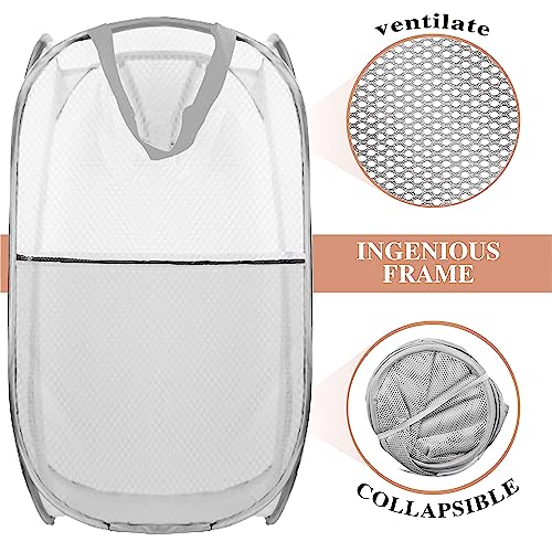 Collapsible Pop Up Laundry Hamper, Extra Large Mesh Foldable Laundry Basket, 28" x 16" x 16", 2 Pack (Black + Grey) - color: 2P Black+Grey