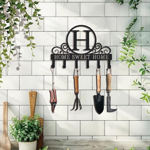 Metal Letter H Key Holder for Wall, Monogram Coat Rack Wall Mount, Key Hooks Perfect for Bathroom, Living Room, Kitchen, Office Ideal Wedding, Anniversary, Housewarming Gift (H) - style: H