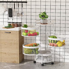 Garden 4 you Rotating Kitchen Storage Shelf Rack, 360° Rotating Fruit and Vegetable Storage Baskets,Multi-Layer Storage Shelf for Kitchen,Living,Room and Bathroom (White,4-Tier)