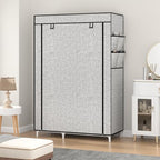 Calmootey Portable Closet Organizers, Clothing Storage, Wardrobe with 6 Shelves and Hanging Rod, Non-Woven Fabric Cover with 4 Side Pockets, Ash Grey - color: Ash Grey