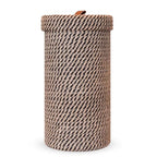Handmade Cotton & Jute Toilet Paper Holder – Woven Toilet Paper Stand & Storage Basket with Lid, Freestanding Organizer for Bathroom, Fits 3 Mega Rolls 14" x 7'' - color: Black