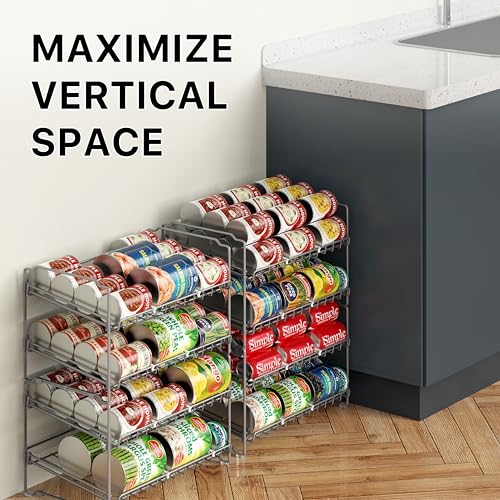 Simple Houseware 2 Tier Stackable Can Rack, Silver, 2 Pack - color: Silver