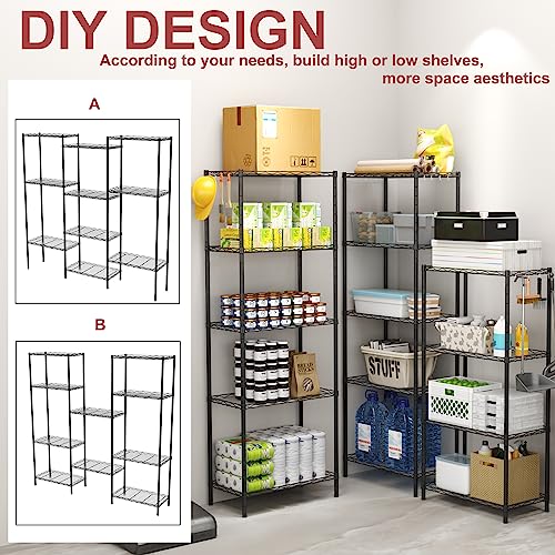 HOMEFORT 6-Shelving Unit, Adjustable Wire Shelving, Metal Wire Shelf Rack Organizer for Kitchen, Pantry, Closet, Bathroom, Laundry, Black,21" W x 11" D x 69" H - color: Black, size: 21"W x 11"D x 69"H