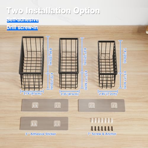 MUSTORN 3 Pack Adhesive Cabinet Door Organizer, Lid Organizers Inside Cabinet Food Container/Tumbler Lid Organizer and Storage Cup Lids Holder for Kitchen & Bathroom Wall Mounted(Black) - color: Black, size: 3 Pack