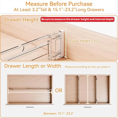 Yieach 4 Pack 3.2 Inch Shallow Acrylic Drawer Dividers for Clothes,Expandable Deep Dresser Dividers From 15 to 21'',Adjustable Drawer Separators for Dresser,Nursery and Baby Clothing,Sock,Underwear - color: Clear-4 Pack