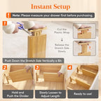Lifewit 6" High 8 Pack Bamboo Drawer Dividers 33-42cm/13-16.5" Adjustable Wooden Drawer Organizer for Clothes/Utensils, Expandable Drawer Separator for Dresser/Kitchen/Bedroom/Office Organization - size: 6"H, 13-16.5"L