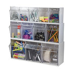 Deflecto Tilt Bins, Interlocking 3-Bins, 24" x 7" x 9.5 ", White (20303OP) - style: 3 Bins