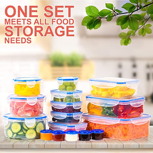 RockBerry 32 Pcs Large Plastic Food storage containers-85 oz to Sauces Box Stackable Kitchen storage bowls sets-BPA Free Leak proof with lids airtight-Microwave freezer safe lunch boxes - color: Color-of-32Pcs