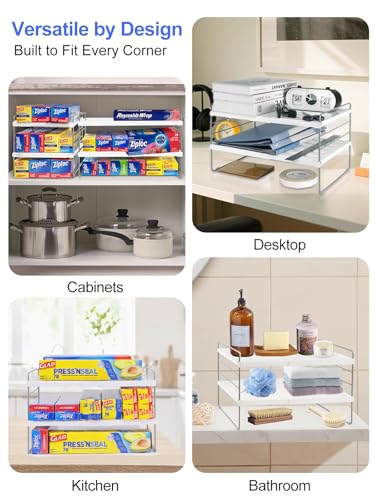 Cirhy Kitchen Wrap Organizer, Expandable Pantry Organizers and Storage, 3-Tier Foil and Plastic Wrap Organizer for Cabinet, Adjustable Shelf for Tin Foil, Ziplock Box, Saran Wrap (9.8-15.6") - style: Foil and Wrap Organizer-1pcs