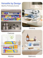 Cirhy Kitchen Wrap Organizer, Expandable Pantry Organizers and Storage, 3-Tier Foil and Plastic Wrap Organizer for Cabinet, Adjustable Shelf for Tin Foil, Ziplock Box, Saran Wrap (9.8-15.6") - style: Foil and Wrap Organizer-1pcs