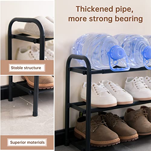 Gonfoam 3-Tier Expandable Shoe Rack,Adjustable Shoe Shelf Storage Organizer Heavy Duty Metal Free Standing Shoe Rack for Entryway Closet Doorway (Black) - color: Black, size: 3 Tier