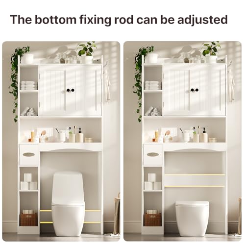 Gizoon 66''H Over The Toilet Storage Cabinet, Over Toilet Storage Cabinet White, Over Toilet Bathroom Organizer, with 2 Doors, Adjustable Shelf, for Bathroom, Laundry, White - color: White