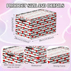 Geelin 3 Pcs Valentines Baskets Storage Valentine's Day Basket for Gifts Collapsible Waterproof Canvas Red White Black Heart Storage Bin Organizer with Handles for Book Closet Shelf Nursery Decor - style: Valentines Red White Black