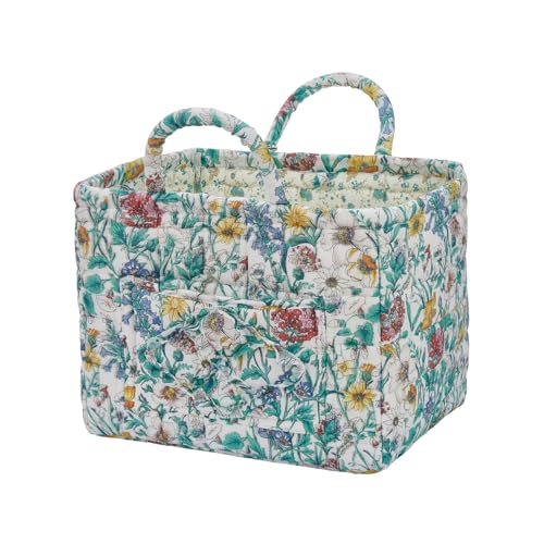 Quilted Laundry Basket with Handles, Aesthetic Collapsible Fabric Storage Basket for Clothes, Diapers & Toys - Multi-Purpose Boho Organizer Tote for Car, Home & Picnic (J) - color: J