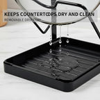 Pot Lid Holder While Cooking, 2-Tier Heavy Duty Pot Lid Organizer with Drip Tray & U-Shaped Groove, Multifunctional Storage Rack for Stove Top & Kitchen Countertop - Black