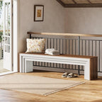 Tribesigns 71" Extra Long Entryway Bench, Modern Farmhouse Shoe Bench Wooden Indoor Seating with Layered Design for Hallway, End of Bed, Living Room, Sofa Back, Dining Room, Rustic Brown & White - color: Rustic Brown & White