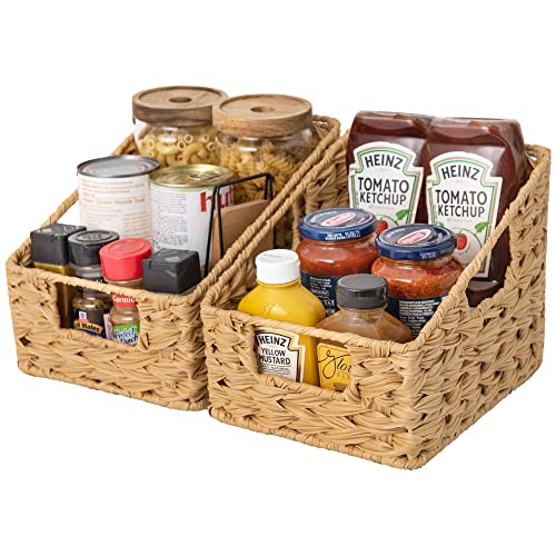 GRANNY SAYS Wicker Basket with Handles, Trapezoid Decorative Baskets, Woven Storage Baskets for Shelves, Nature, 2-Pack Wovenbaskets-TB5 Medium - color: Natural, size: 2x 10¼"D x 7½"W x 7¼"H