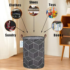 LANGYASHAN Laundry Basket Canvas Fabric Collapsible Organizer Basket for Storage Bin Toy Bins Gift Baskets Bedroom Clothes Children Nursery Hamper (Black diamond) - color: Black diamond